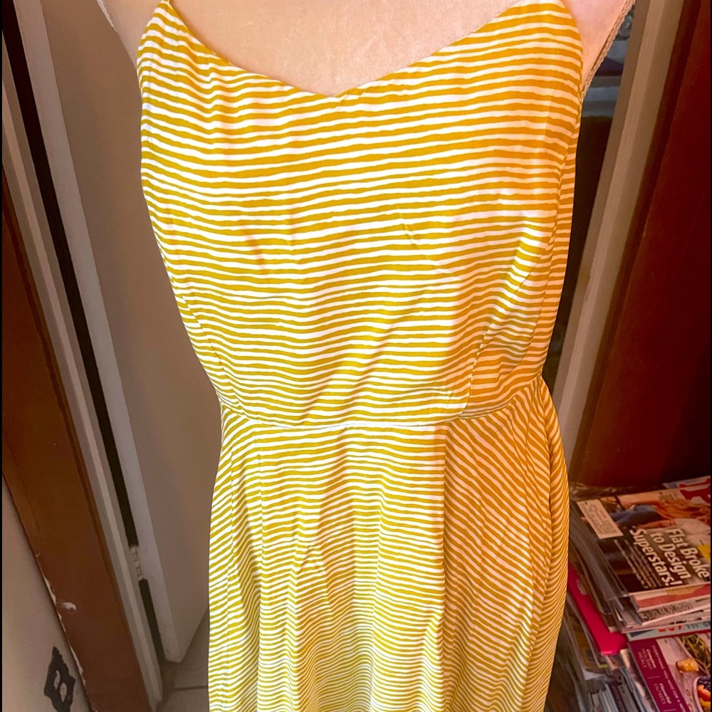 New OlD Navy Yellow Stripe Fit & Flare Sun Dress M
